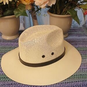 Stylish Cream Fedora with Black Band